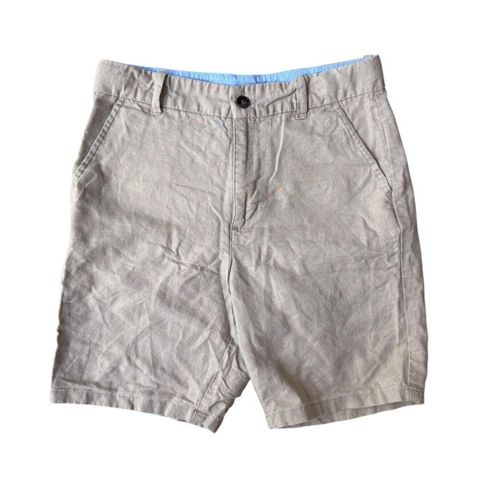 Janie and Jack Boys Khaki Tan Linen Blend Chino Shorts Size 12 Adjustable Waist